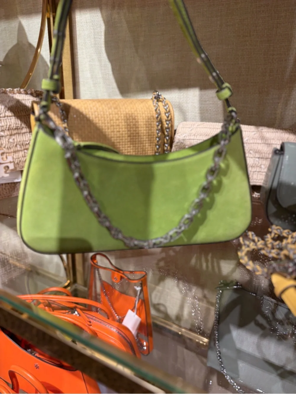 Tory Burch Rory novelty crinkle Green Shoulder Bag Style Chain with 2 Straps